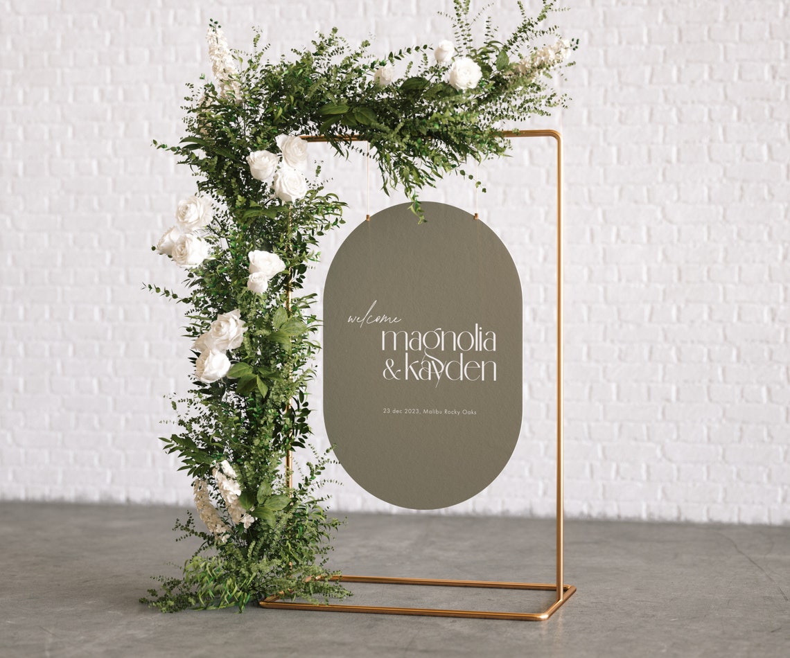 Arch Welcome Sign Modern Wedding Signs Double Arch Wedding image 3