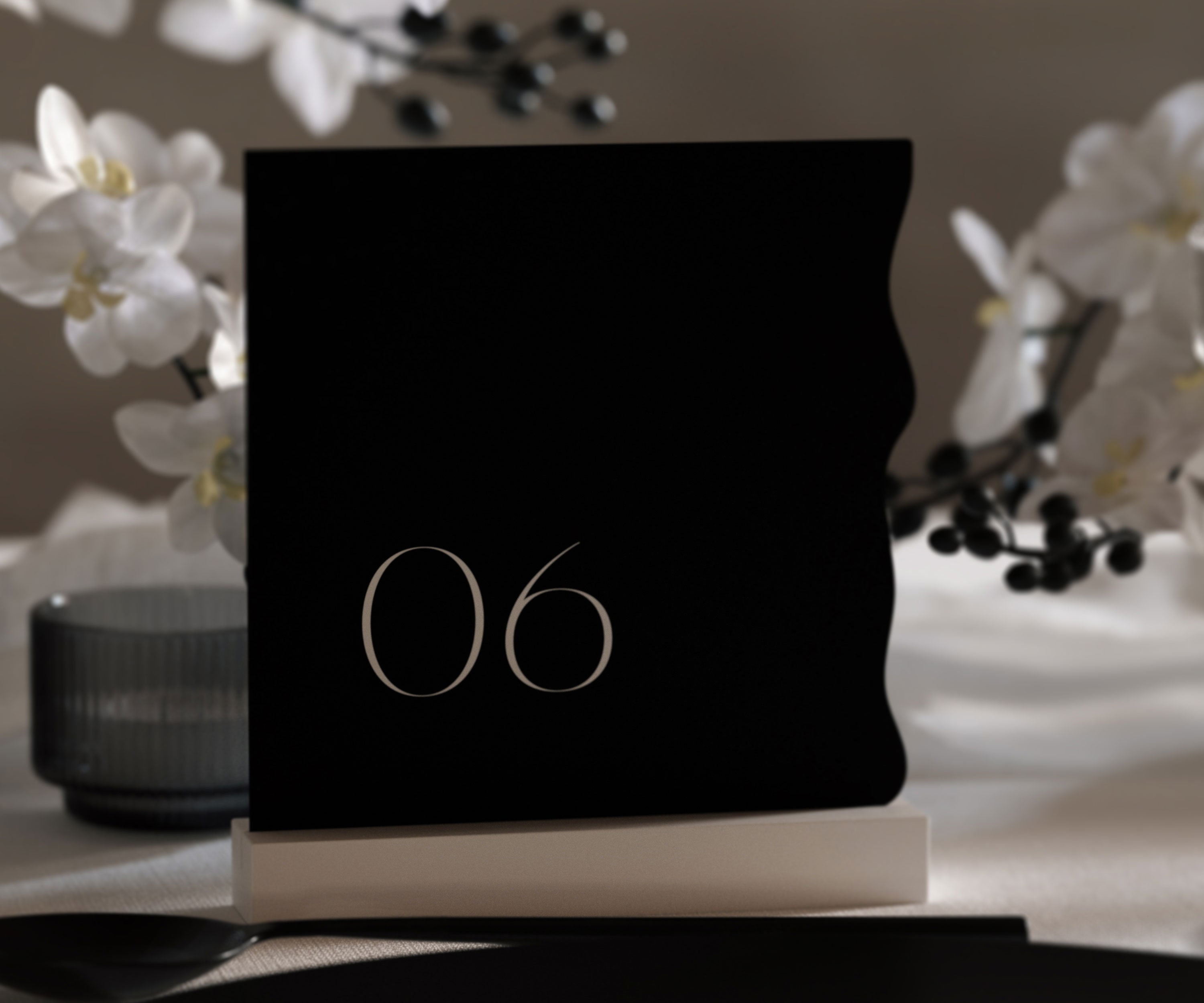 Wave Wedding Table Numbers | Wavy Card, Scalloped Curvy Swirl | Wavy ...