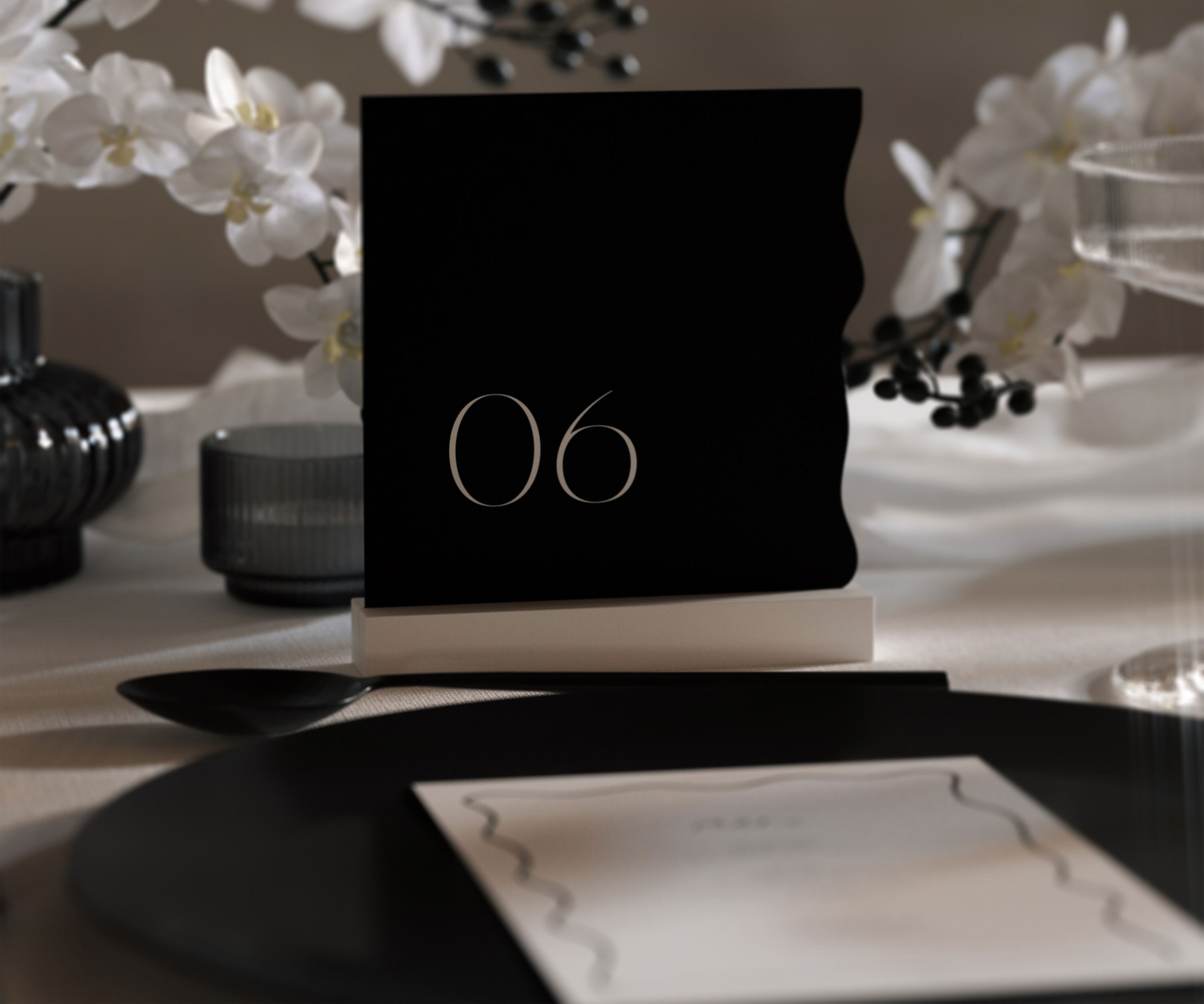 Wave Wedding Table Numbers | Wavy Card, Scalloped Curvy Swirl | Wavy ...