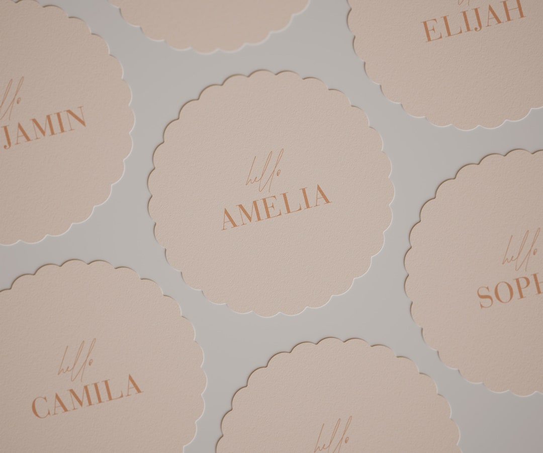 Wavy Circle Name Cards | Personalized Place Cards| Wave Flower Name ...