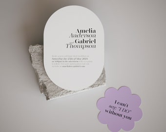 Double Arch Invitation Set | Purple Invitation | Modern Minimalist Wedding Invitation Set | Flower Shape Wedding Invitation - Lavander