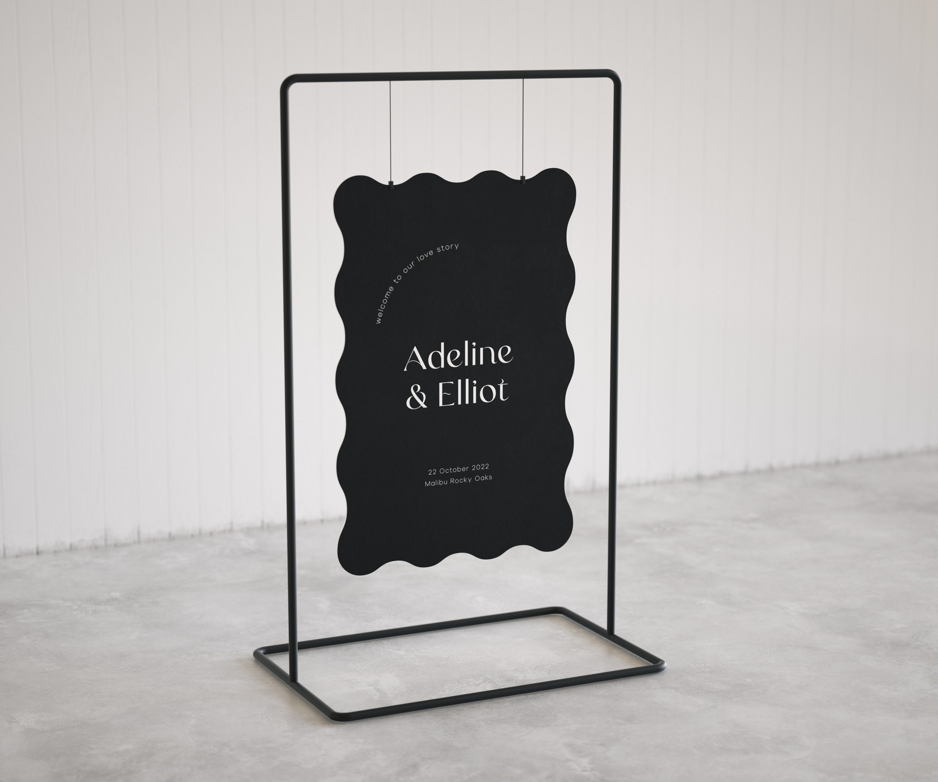 Black Welcome Sign, Wave Wedding Signs, Wedding Welcome Sign Arch Shape ...