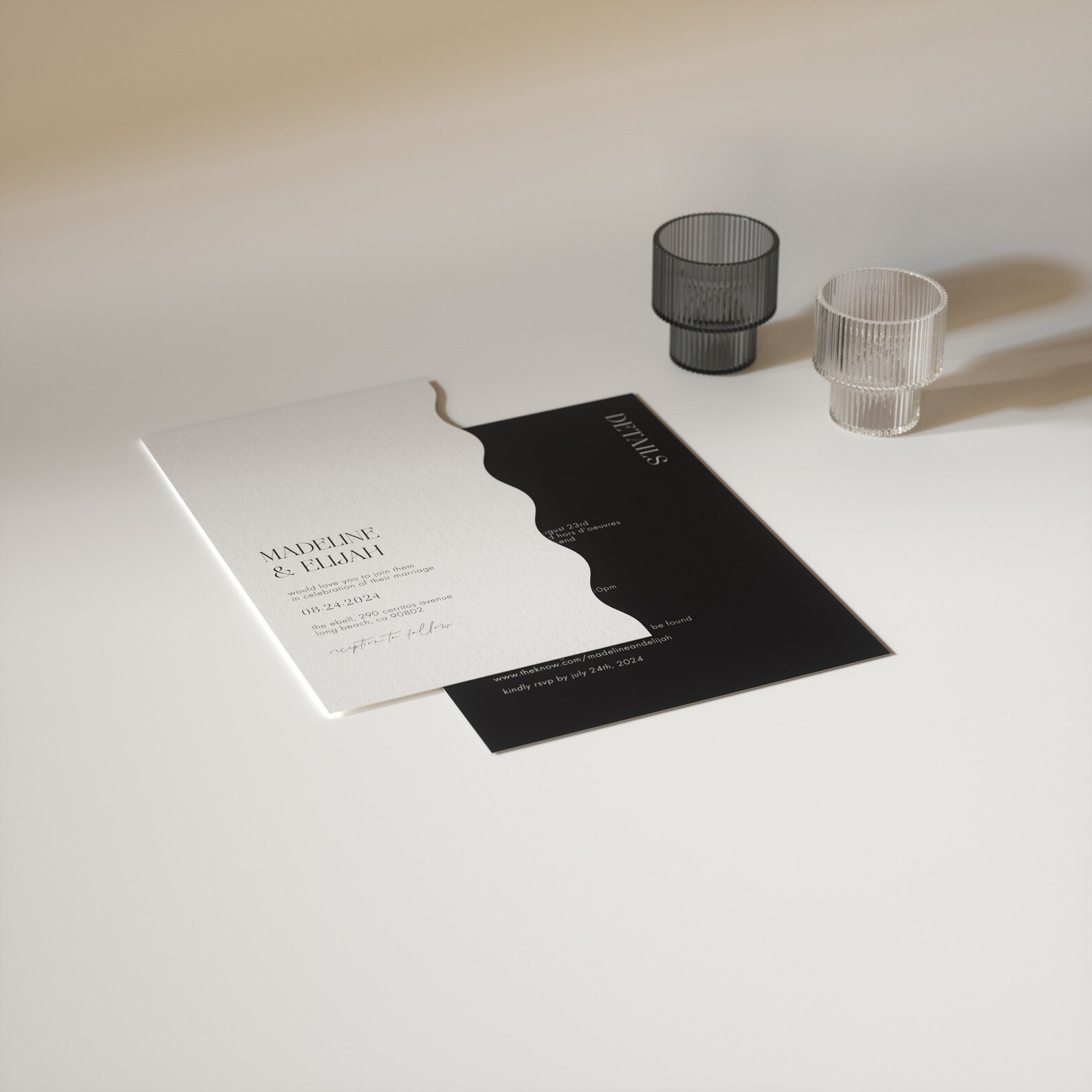 Invitations Abstract Ripple Wavy Edge Wedding Invitation: Minimalist Ripple Design - Etsy