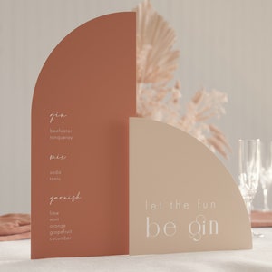 Wedding Drink Sign Arch, Modern Wedding Drink Sign, Wedding Bar Menu Sign, Alcohol Drinks Menu, Minimalist Bar Menu Wedding Sign Namib image 4