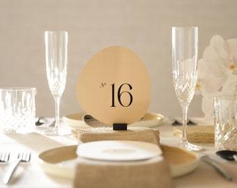 Pebble Shape Wedding Table Numbers | Modern Minimalist Table Number | Wedding Table Number Sign | Modern Wedding Table Sign - Stone