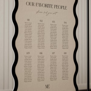 Wavy Wedding Seating Sign: Modern Scallop Edge