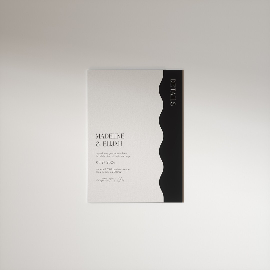 Invitations Abstract Ripple Wavy Edge Wedding Invitation: Minimalist Ripple Design - Etsy