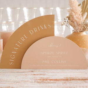 Signature Drink Sign, Arch Bar Menu Sign, Modern Wedding Drink Sign, His and Hers Bar Sign, Circle Drink Menu Sign - Bahariya