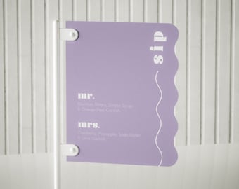 Wave Drink Sign | Wavy Wiggly Wedding Drink Sign | Wedding Bar Menu Sign | Purple Alcohol Drinks Menu | Bar Menu Wedding Sign -Wiggly Purple