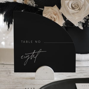 Wedding Table Number, Arch Table Numbers, Wedding Table Number Sign, Modern Arch Shape Wedding Table Sign, Black Table Top Decor - Magma