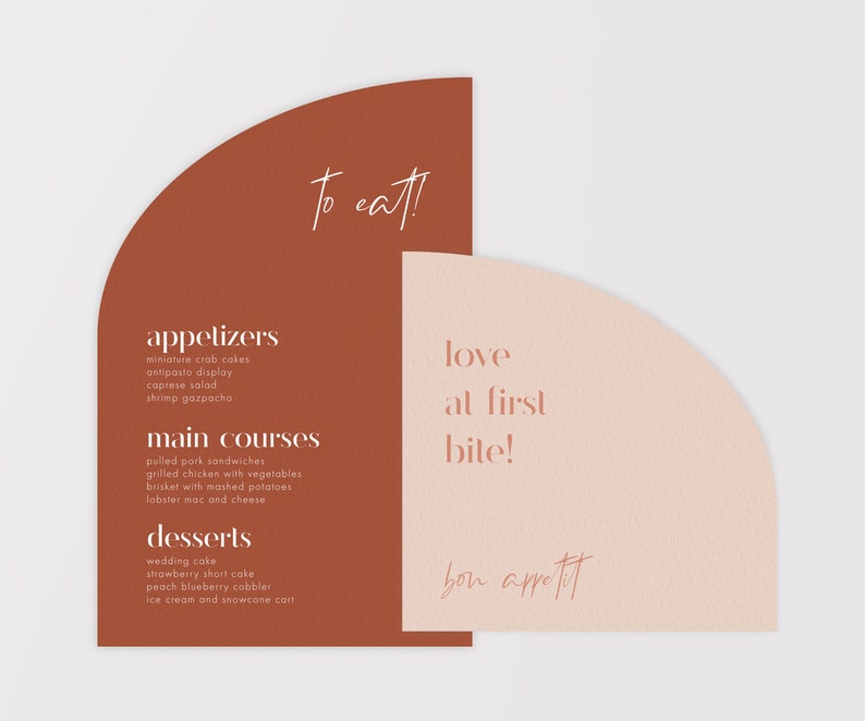 Morocco-Themed Wedding Dinner Invite with Menu - Modern and Minimalist