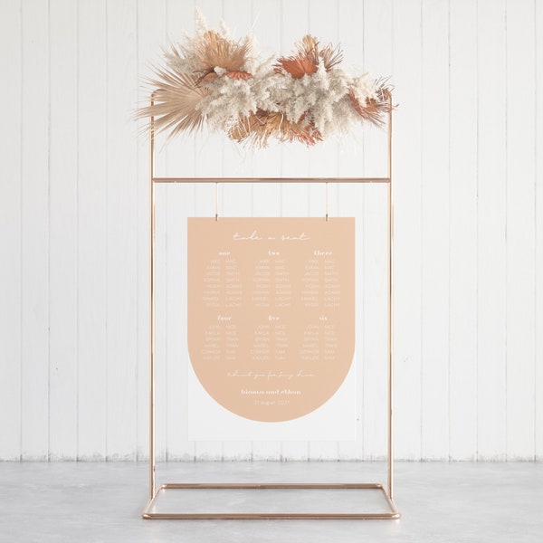 Wedding Seating Sign, Modern Arch Wedding Sign, Desert Wedding Seating Chart, Minimalist Seating Sign - Marrakesh