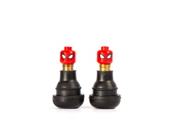 2 valve caps Spiderman mini-figure for car, bicycle and motorcycle - upcycling