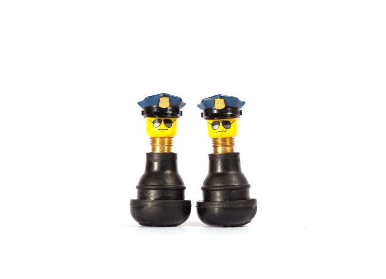 2 valve caps police officer Lego minifigure for car, bicycle and motorcycle upcycling image 2