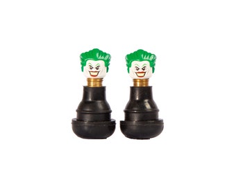 2 Ventilkappen Joker Minifigur für Auto, Fahrrad und Motorrad - Upcycling