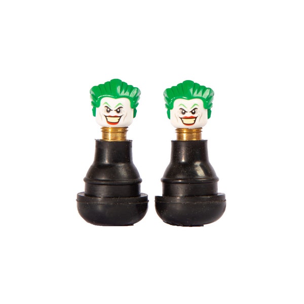 2 Ventilkappen Joker Minifigur für Auto, Fahrrad und Motorrad - Upcycling