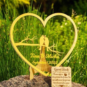 Clear Heart Shaped Wedding Guest Book Alternative Acrylic Wedding Guestbook Sign Our Guestbook Wooden Heart Guestbook