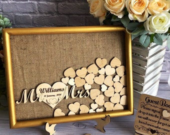 Personalized mr and mrs wedding guestbook alternative, Burlap wedding guest book, Rustic guest book, Unique guestbook, Guestbook sign