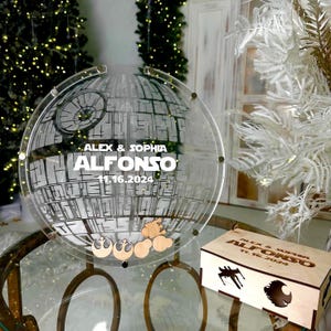 Acrylic Death Star Wedding Guest Book Alternative Death Star Wedding Sign In Book Star Wars Wedding Guestbook Star Wars Birthday Guestbook