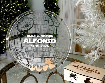Acrylic Death Star Wedding Guest Book Alternative Death Star Wedding Sign In Book Star Wars Wedding Guestbook Star Wars Birthday Guestbook