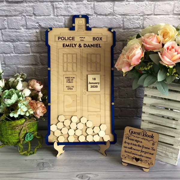 Doctor who wedding guestbook alternative, Dr who wedding, Dr who guest book, Tardis guest book, Doctor who tardis, Guest book ideas