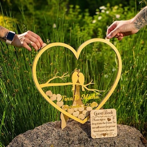 Clear Heart Guest Book Alternative Sign Heart Shaped Guestbook Mr and Mrs Shadow Box Heart Transparent Wedding Guestbook Sign