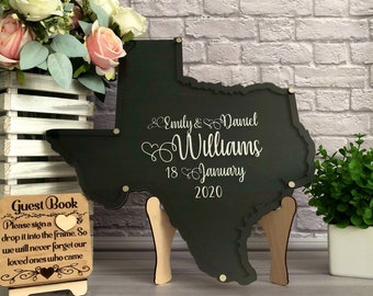 Texas shaped wedding guestbook alternative,State guest book,Drop heart guestbook,Unique guest book,Wood guest book,Personalized guest book