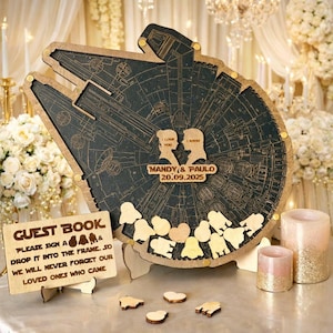 Star Wars Wedding Guest Book Alternative – Millennium Falcon Guestbook Sign In - Star Wars Wooden Wedding Keepsake