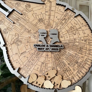 wood wedding guestbook, wedding guest book alternative, wedding gift,Millennium Falcon wedding guestbook image 3