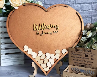 Heart wedding guestbook alternative,Heart drop guestbook,Wedding guest book,Drop box guest book,Hearts guestbook,Gold guestbook,Wedding sign