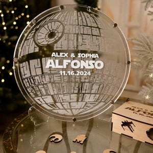 Acrylic Death Star Wedding Guest Book Alternative Death Star Wedding Sign In Book Star Wars Wedding Guestbook Star Wars Birthday Guestbook