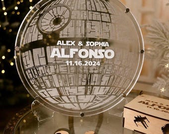 Acrylic Death Star Wedding Guest Book Alternative Death Star Wedding Sign In Book Star Wars Wedding Guestbook Star Wars Birthday Guestbook