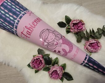 Schultüte mit einer Meerjungfrau - Zuckertüte für Mädchen - sehr edel passend zum Step by Step Mermaid - wunderschön!