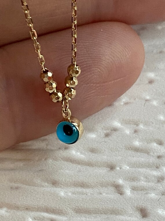 10k Gold Necklace Evil Eye Necklace Gold Jewelry Gold Etsy