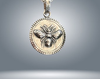 999 Silver Wild Bee Pendant, in Fine Silver Oxidized Jewelry