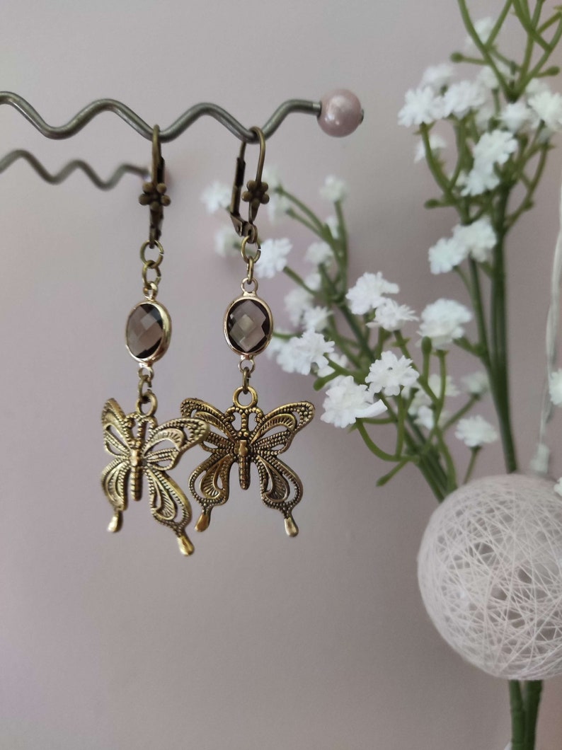 Boucles d'oreilles style vintage, Papillons image 2