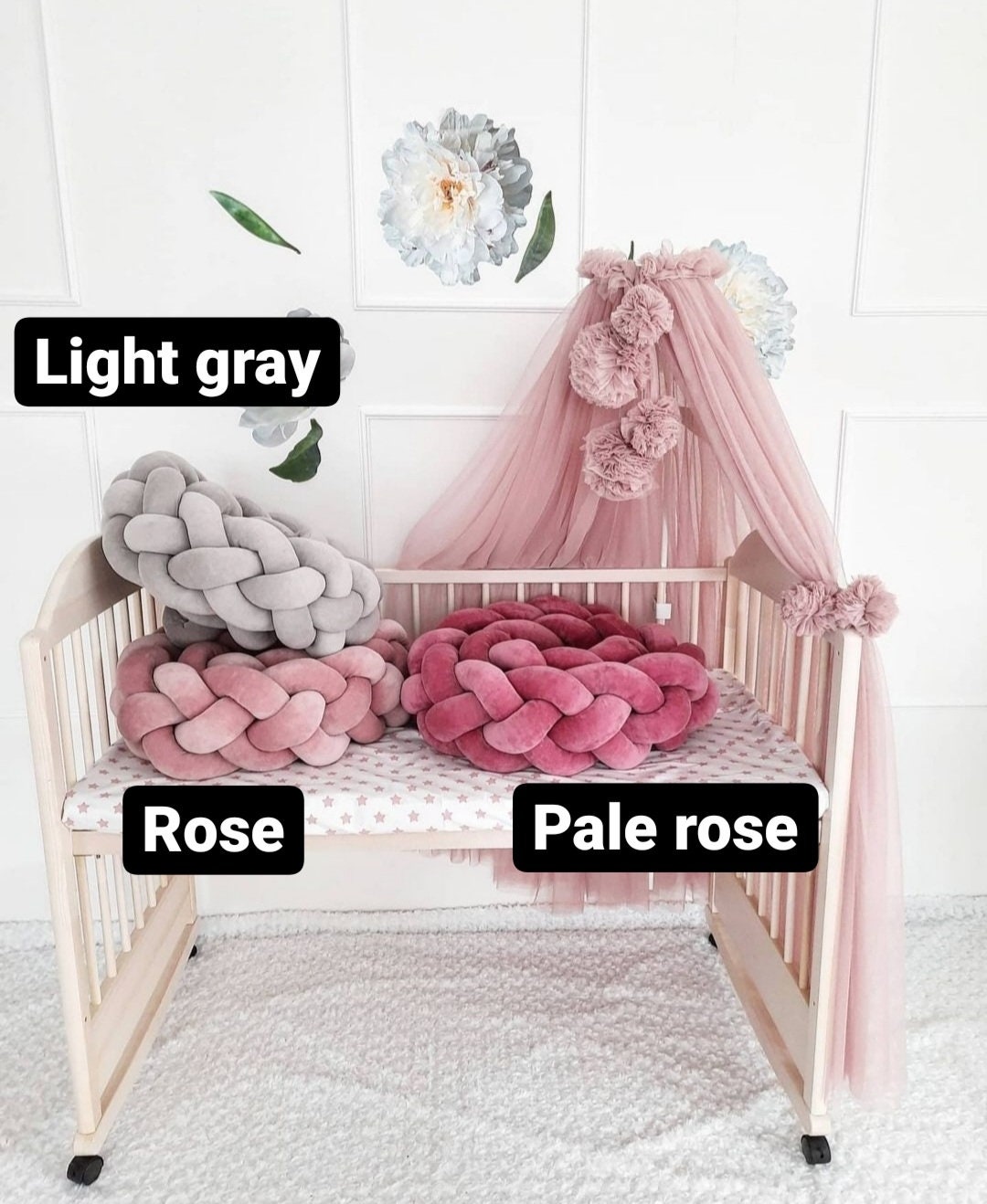 Cot bumper Braided Crib bumper Cot bedding Knot Cushion Etsy
