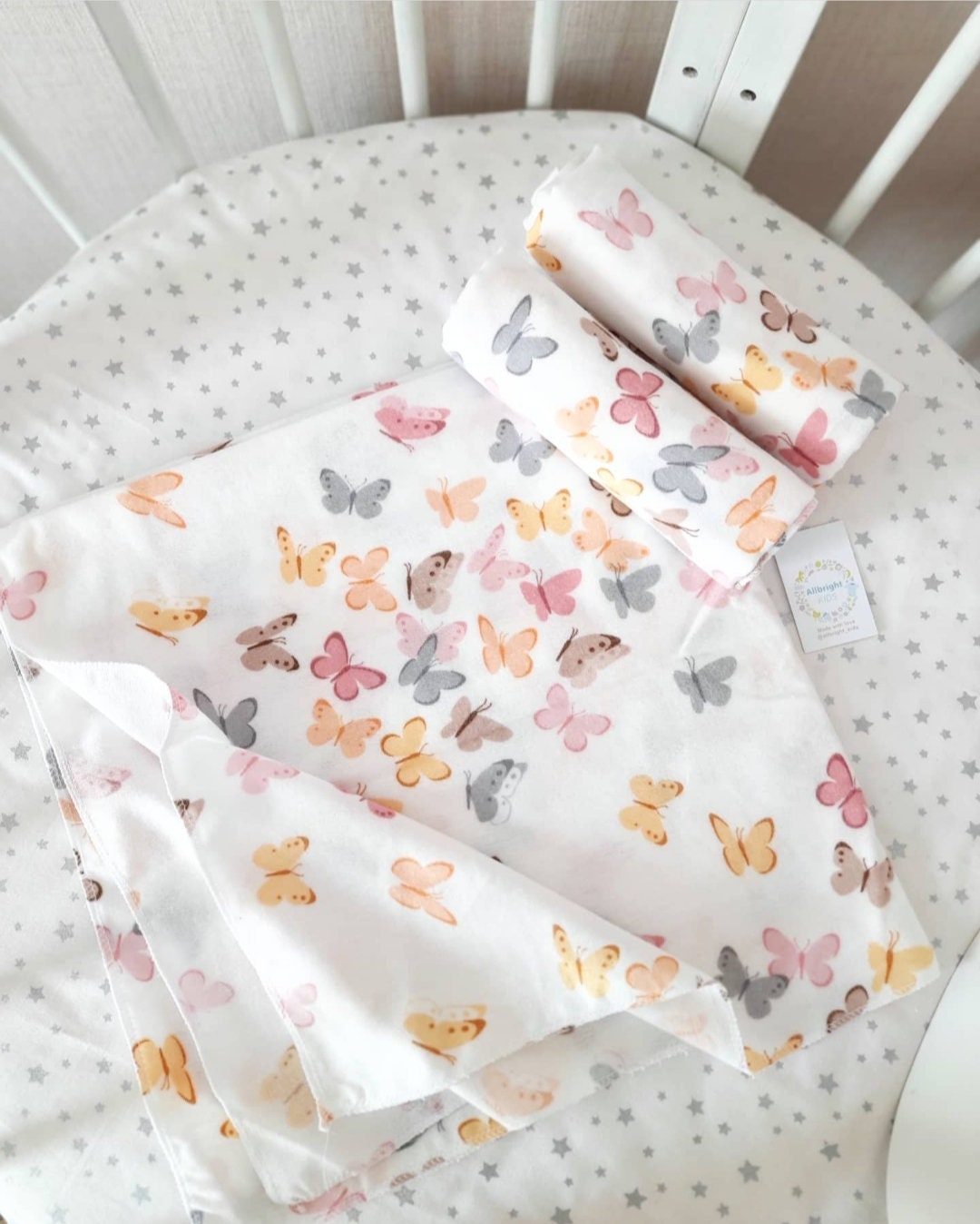 Organic Flannel Butterfly swaddle diapers in large 80x80 cm Etsy