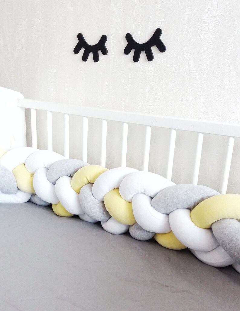 Braided cotton crib bumper for cot crib cradle and nursery Etsy