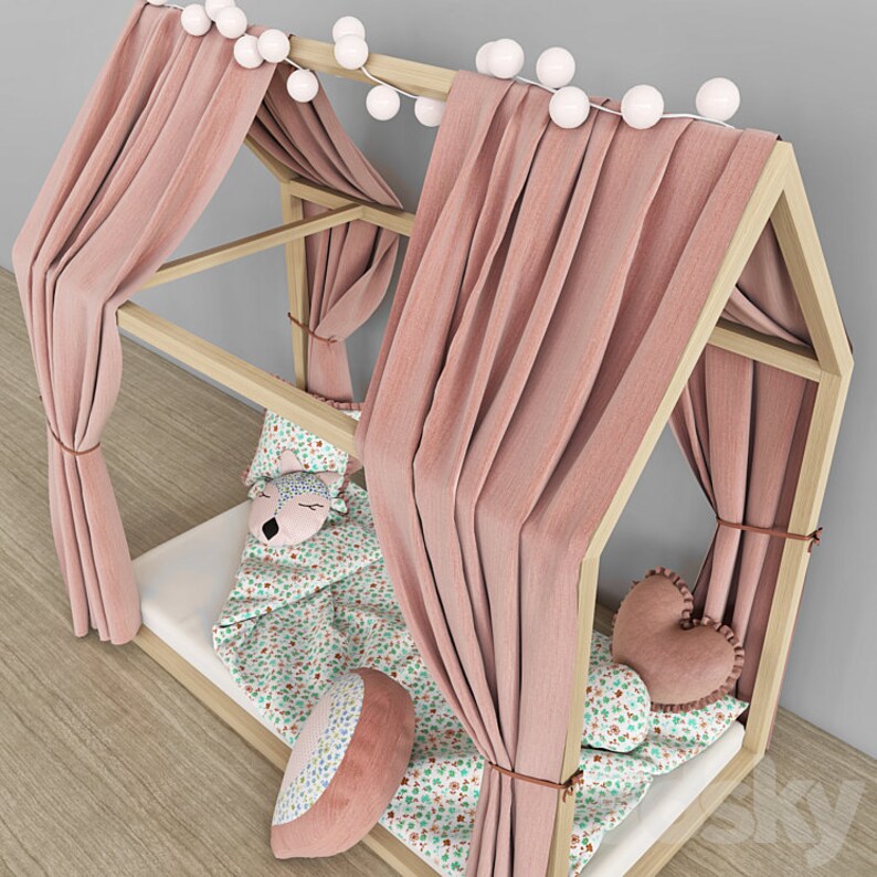 Montessori Bed Canopy Pink Tulle Canopy Bed Baldachine Etsy