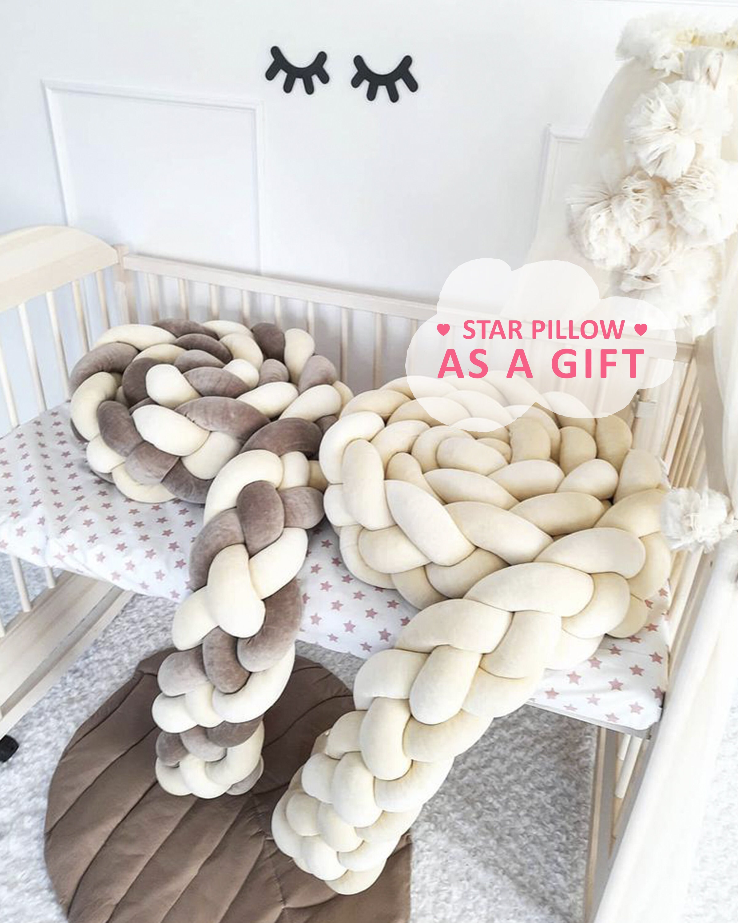Braided Crib Bumper Braid Cot Bumper Nursery Decor Boho Etsy