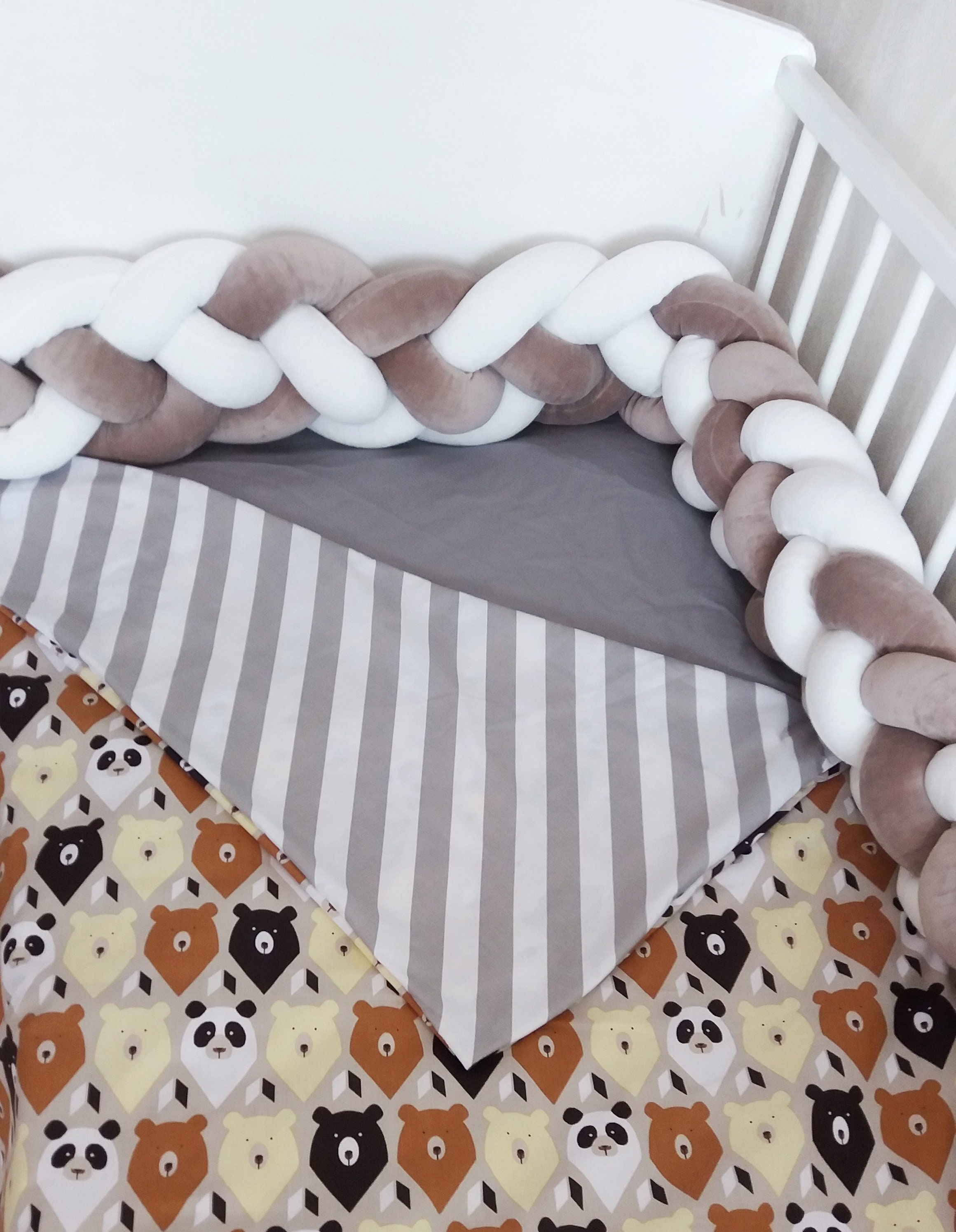 Braided Crib Bumper Braided cotton crib bumper for cot Etsy