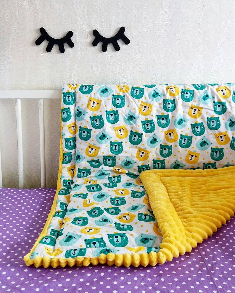Minky Baby Blanket Pillow Yellow Baby Blanket Girls Crib Etsy