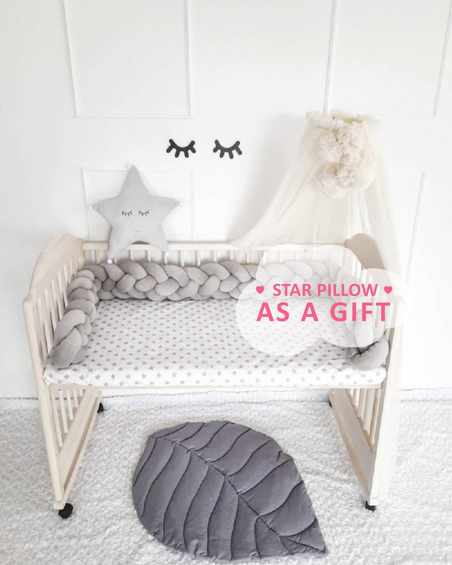 Braided Crib Bumper Braid Cot Bumper Nursery Decor Boho Etsy