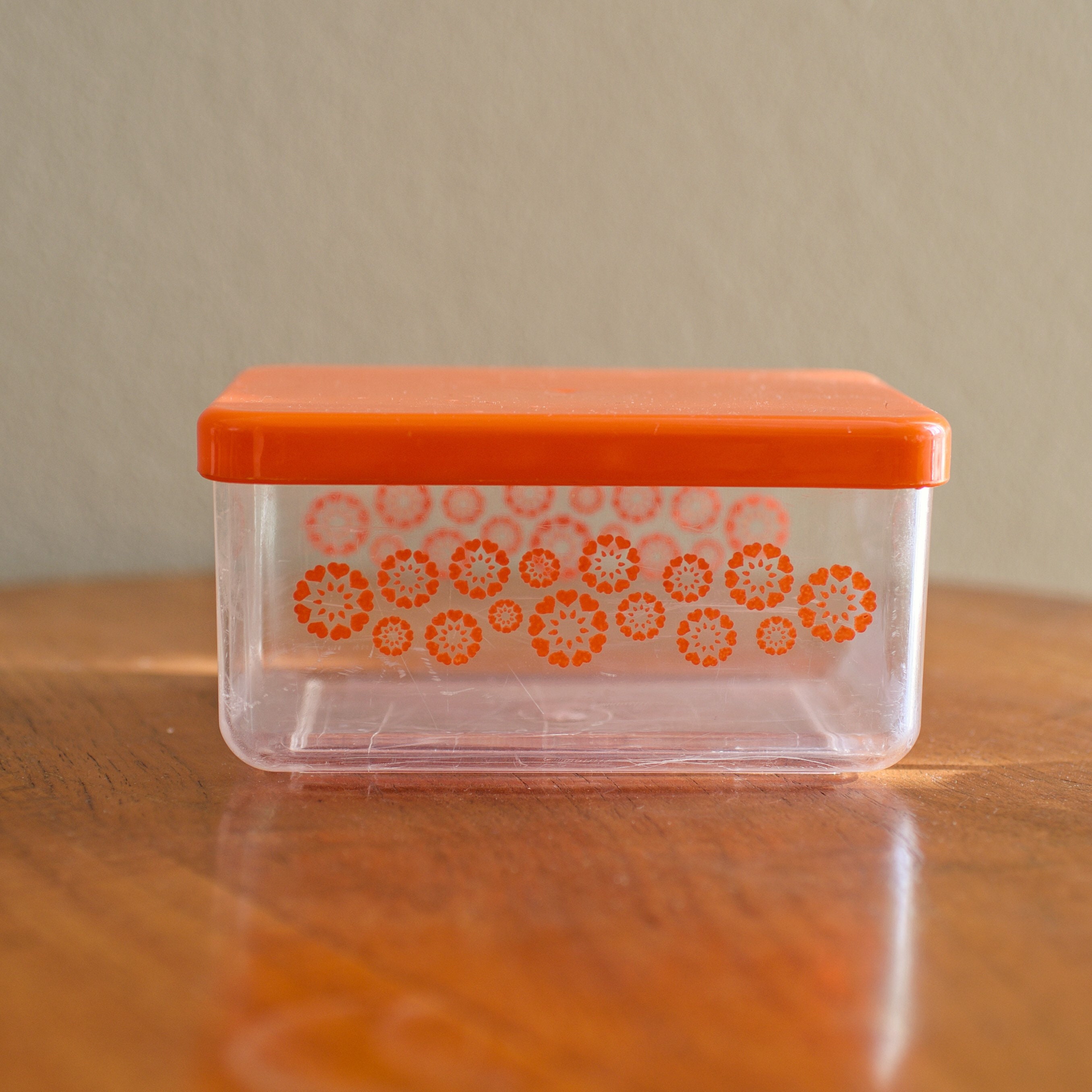 Vintage Plastic Storage Box/jar With Orange 1970s Retro Look Etsy