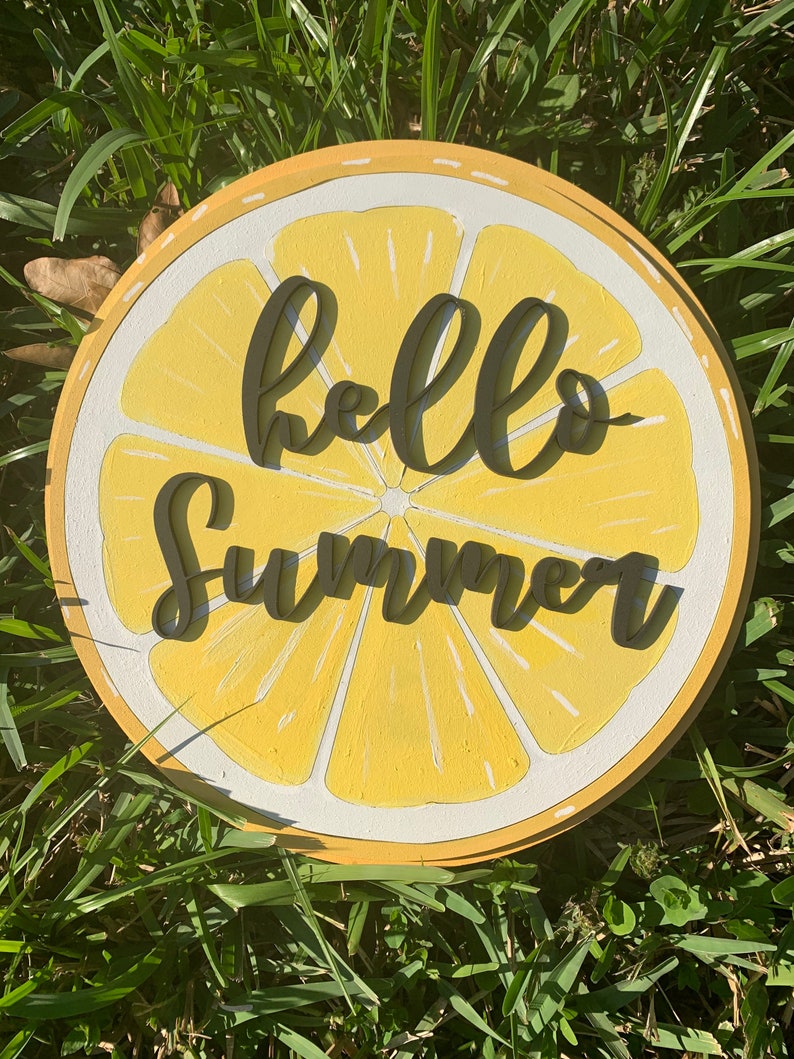 Lemon hello summer sign hello summer summer time wall decor Etsy