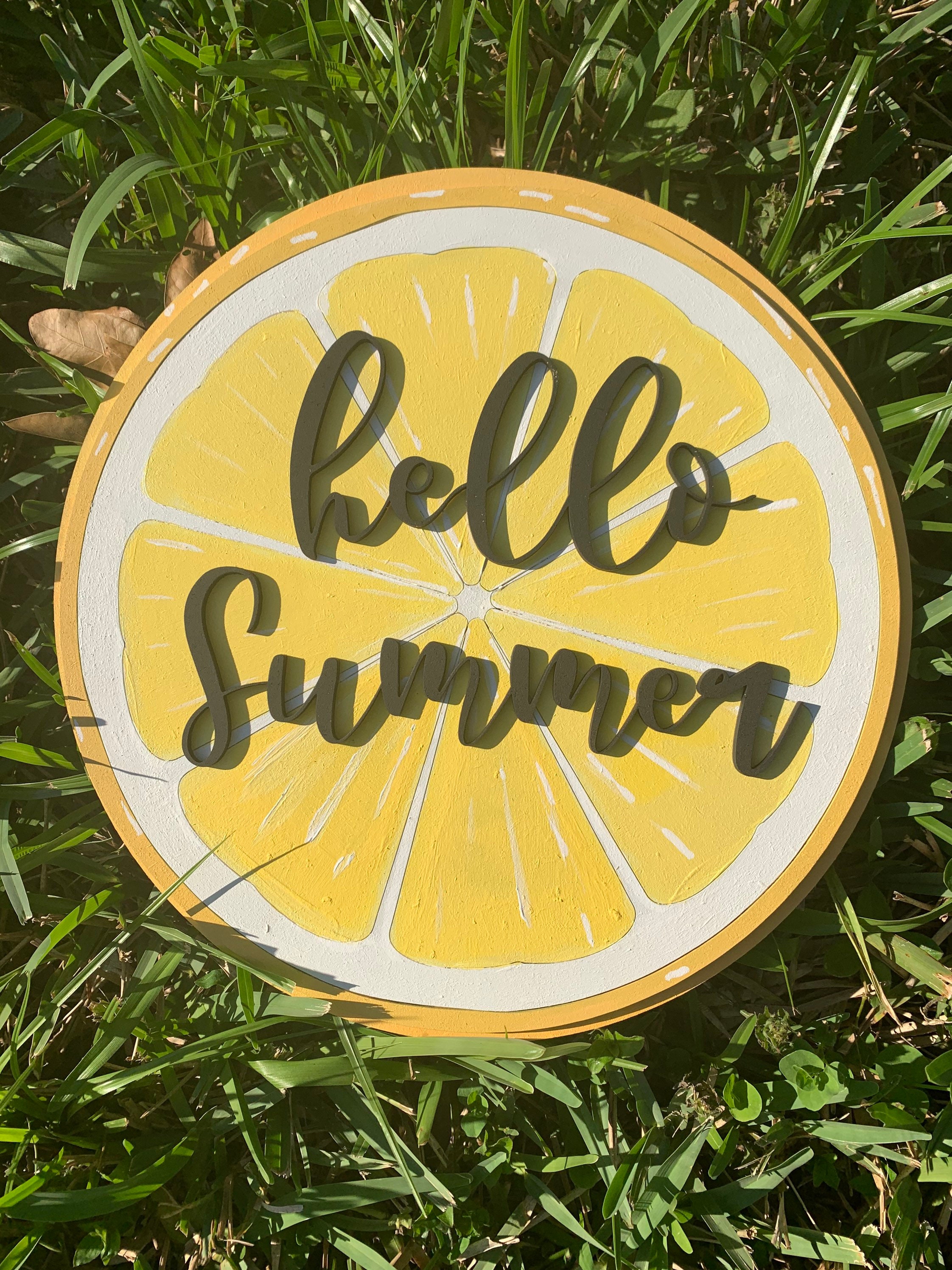 Lemon hello summer sign hello summer summer time wall decor | Etsy