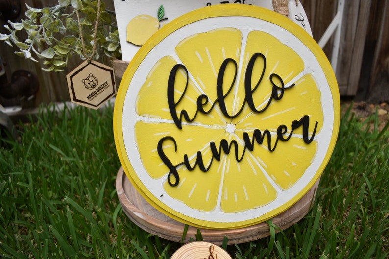 Lemon hello summer sign hello summer summer time wall decor | Etsy