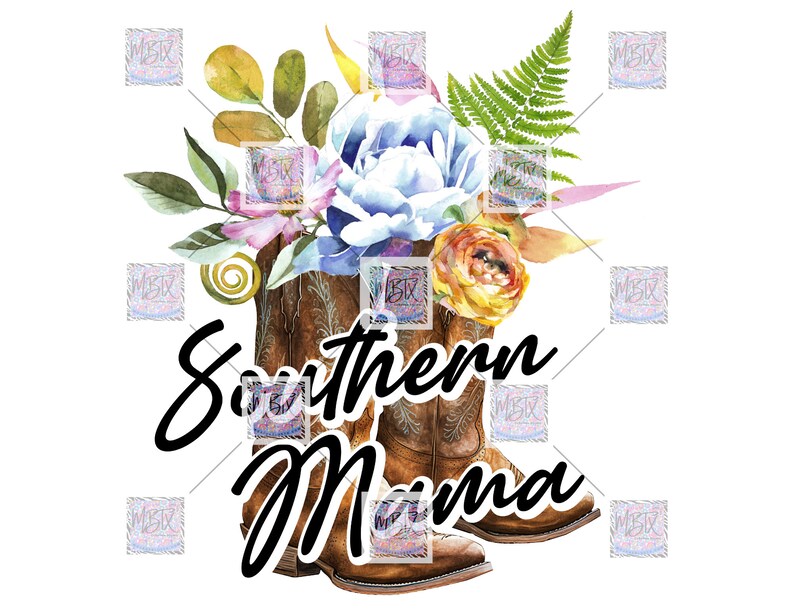 Southern Mama Boots Digital PNG Sublimation Design Instant Download image 1