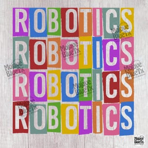 Robotics (multi-colored block - transparent)  | Digital PNG | Sublimation Design | Instant Download